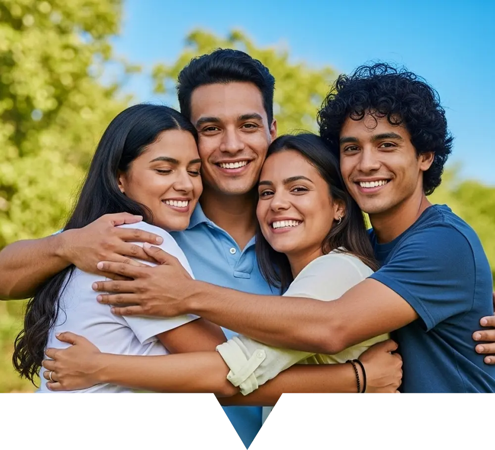 Personas abrazándose